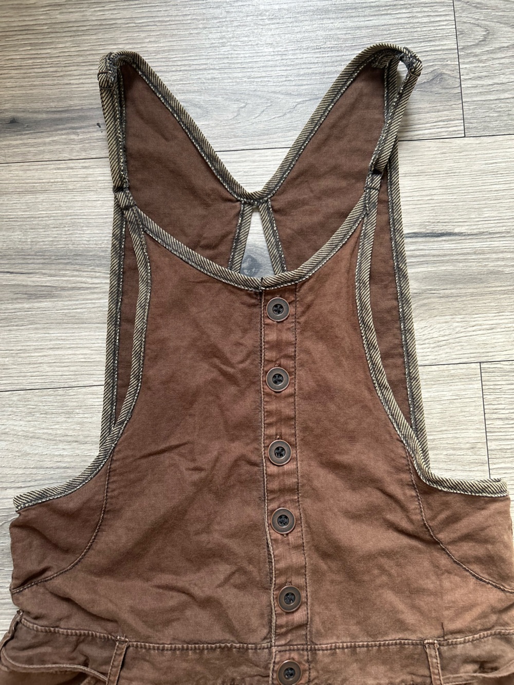 Free People Deep Trance Overalls Brown Sugar Cotton Wide Leg Boho Chic Size 4 - Picture 3 of 10